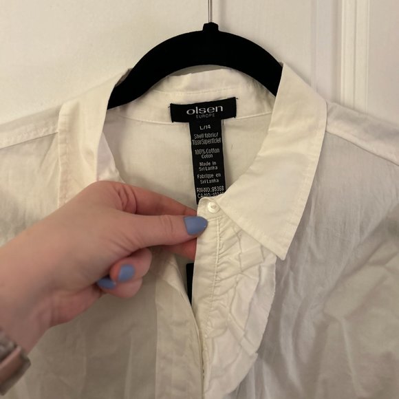 Olsen Women's White Long sleeve Blouse size large (14) - Picture 9 of 11